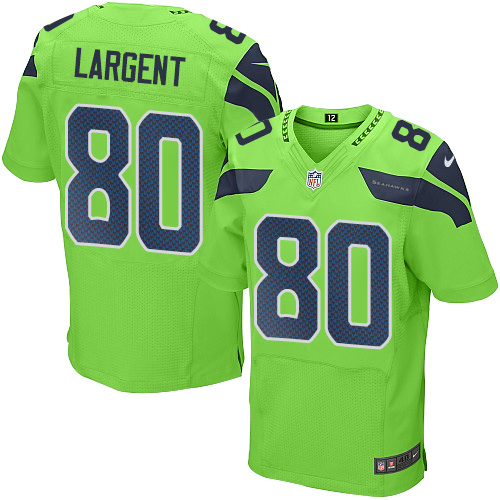 Men's Elite Steve Largent Nike Jersey Green - #80 Rush NFL Seattle Seahawks